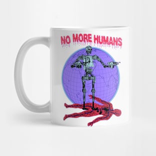 No More Humans Retro Sci Fi Robot Alien Futurism Cartoon Mug